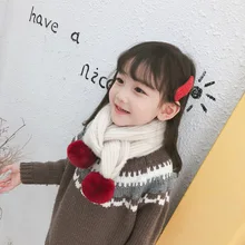 Корейские вязаные шерстяные однотонные мягкие теплые осенне-зимние плотные детские шали для мальчиков и девочек, шарфы, аксессуары-LHC