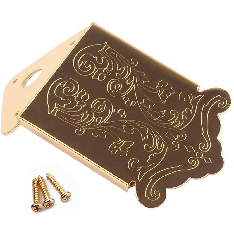 

1Pcs Golden Mandolin Tailpiece Bridge with Mounting Screw for Guitar Mandolin Suit for Mandolin 8/10/12 Loop-End Strings 3-6 Str