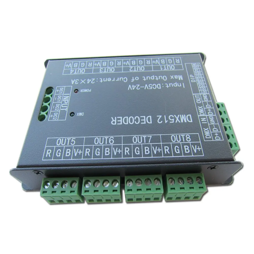 24 канала 3A/CH DMX512 декодер светодиода командоаппарата диммер для проекта 500 Гц мерцание бесплатно плавное затемнение DMX сигнала JK070
