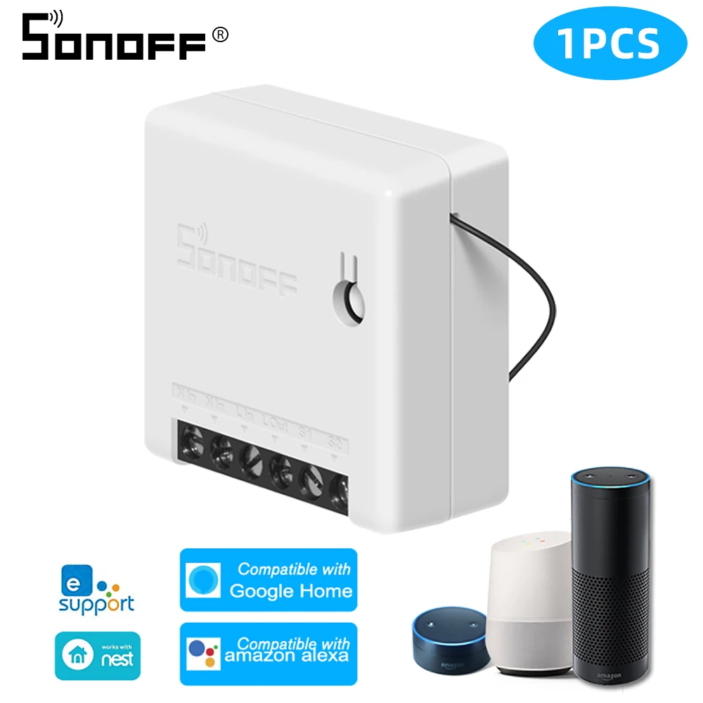 1pcs sonoff mini 10 шт. Sonoff Мини DIY умный переключатель Wi-Fi двухстороннее радио пульт дистанционного управления Управление wifi светильник выключатель Smart релейного модуля автоматизации Google Home Alexa - Комплект: 1pcs sonoff mini
