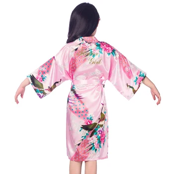 

Peacock Nightgown Sleepwear Letter Of Flower Girl Wedding Robe Child Long Kimono Bathrobe Gown Home Clothing Pajamas Kids Dress