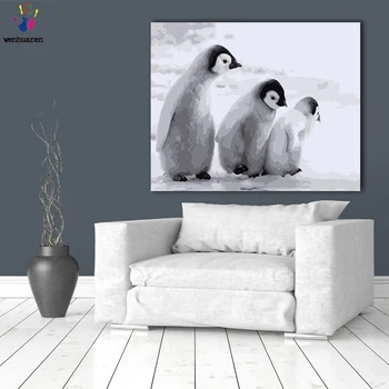 

DIY colorings pictures by numbers with colorsCute penguin friend picture drawing painting by numbers framed Home