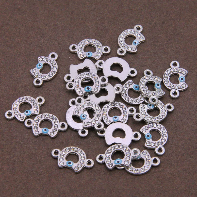 6PCS/lot 18x10mm Silver Plated Crystal Horseshoe Evil Eye Connector for Jewelry Making Bracelet Accessories DIY Handmade | Украшения и