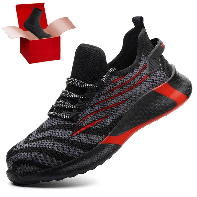 Fashion Men's Work Sneakers Mesh Breathable Safety Shoes Men Steel Toe Work Shoes Industrial Anti-smashing Safety Work Boots Man 03 Safety Work Shoes