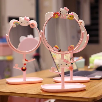 

Cute Cartoon Desktop makeup mirror desktop Princess mirror cute girl student dressing pink mirror with storage mirror