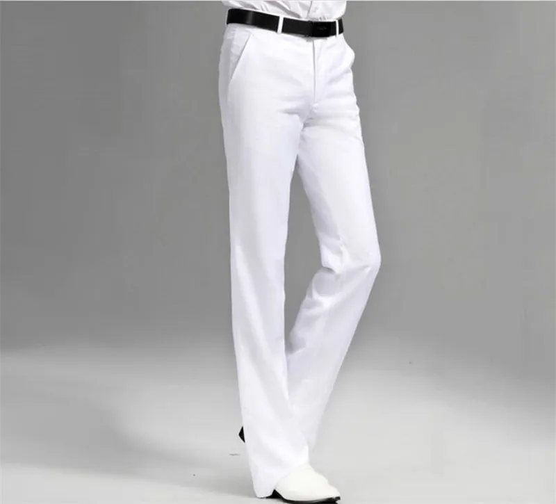Расклешенные брюки, мужские, Корейская версия, тонкие повседневные штаны, английские штаны, большой размер, женатые, белые, костюм, брюки