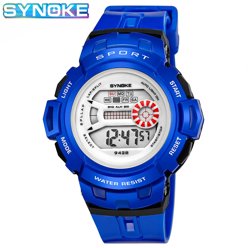 SYNOKE 9428 Watches Children Watch Digital Wristwatch Kids Boys Girs Students Clock Waterproof Sport Gift Relojes Army Green synoke digital watch for boys girls military kids sport watches 50m waterproof electronic wristwatch stop watch clock children