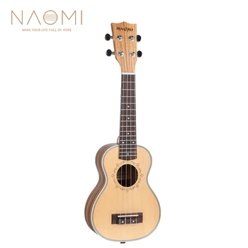 

NAOMI 21 Inch Tenor Ukulele Concert Solid Spruce Zebrawood Ukulele 4 Strings Mini Hawaii Guitar Soprano Ukulele for Beginner