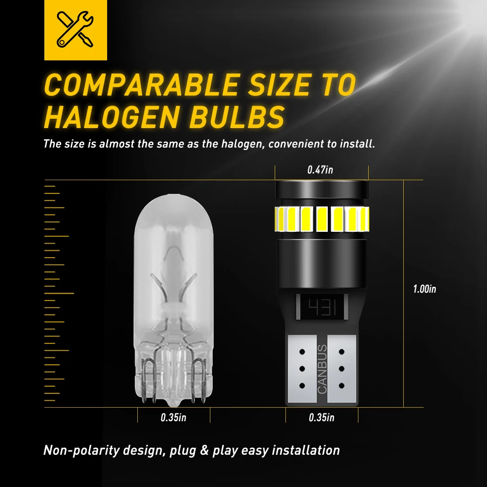OXILAM 2Pcs Canbus T10 W5W LED 3014 24-SMD Side Position Parking Light Bulb for Volkswagen Golf Tiguan Jetta City Touran Passat