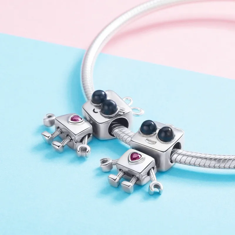 CodeMonkey модные серебряные бусины 925 пробы робот шармы для девочек подходят дизайн браслеты кулон для женщин ювелирных изделий C885