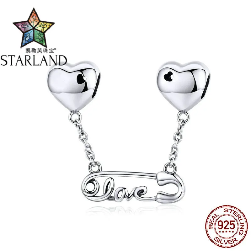 Starland Аутентичные 925 пробы серебряные любовные буквы сердце Шарм для женщин бренд Серебряный поиск ювелирных изделий из браслетов