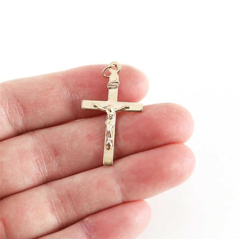 14K Gold Filled Crucifix Cross Charm Religious Spiritual Pendant  DIY Jewelry Accessories Pendants Making Jewelry Findings