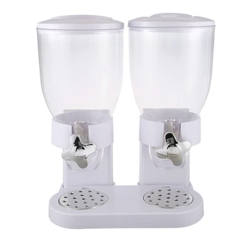 

Double Cereal Dispenser Storage Container Dry Food Snack Kitchen Canister Fresh for Kitchen Storage Food Bottle,White