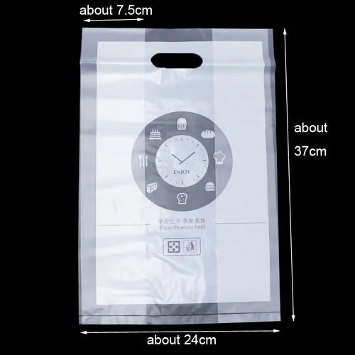 clock 24x37cm 50 шт. пластиковый пакет с ручками конверт Открытый Топ канцелярские сумки для хранения пластиковый подарочный пакет конверт для отправки сумки - Цвет: clock 24x37cm