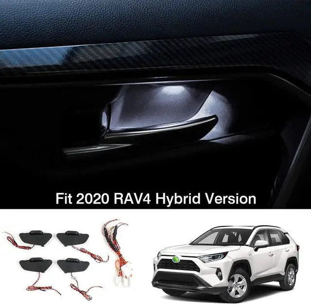 4PCS Ice Blue/Dark Blue Powerty LED Light Inner Door Handle Bowl Mood Lighting Decorative Car Lamp for Toyota New RAV4 2019 2020 4 pcs white