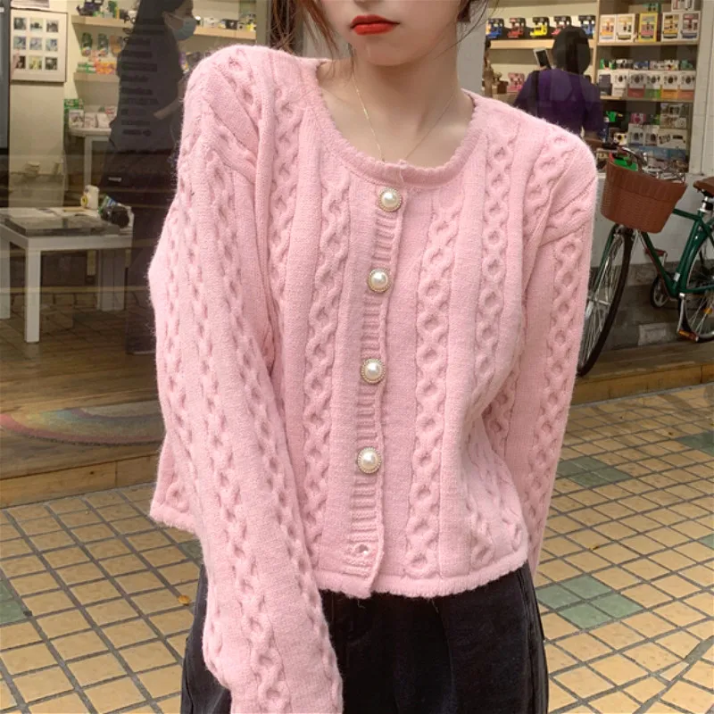 

Cardigan Sweater Women Long Sleeve Loose Knit Coat Female Sweet Casual Solid Thin Knitwear Fashion Chic Clothing Autumn 2020