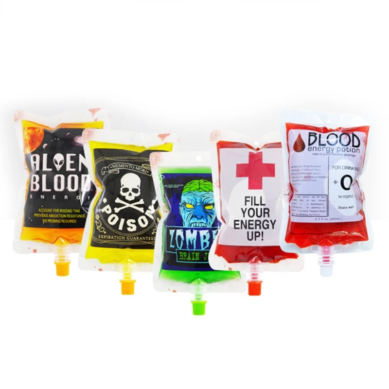 20pcs 250ml Halloween Cosplay Drink Container Vampire Blood Bag Pouch Beverage E7CB