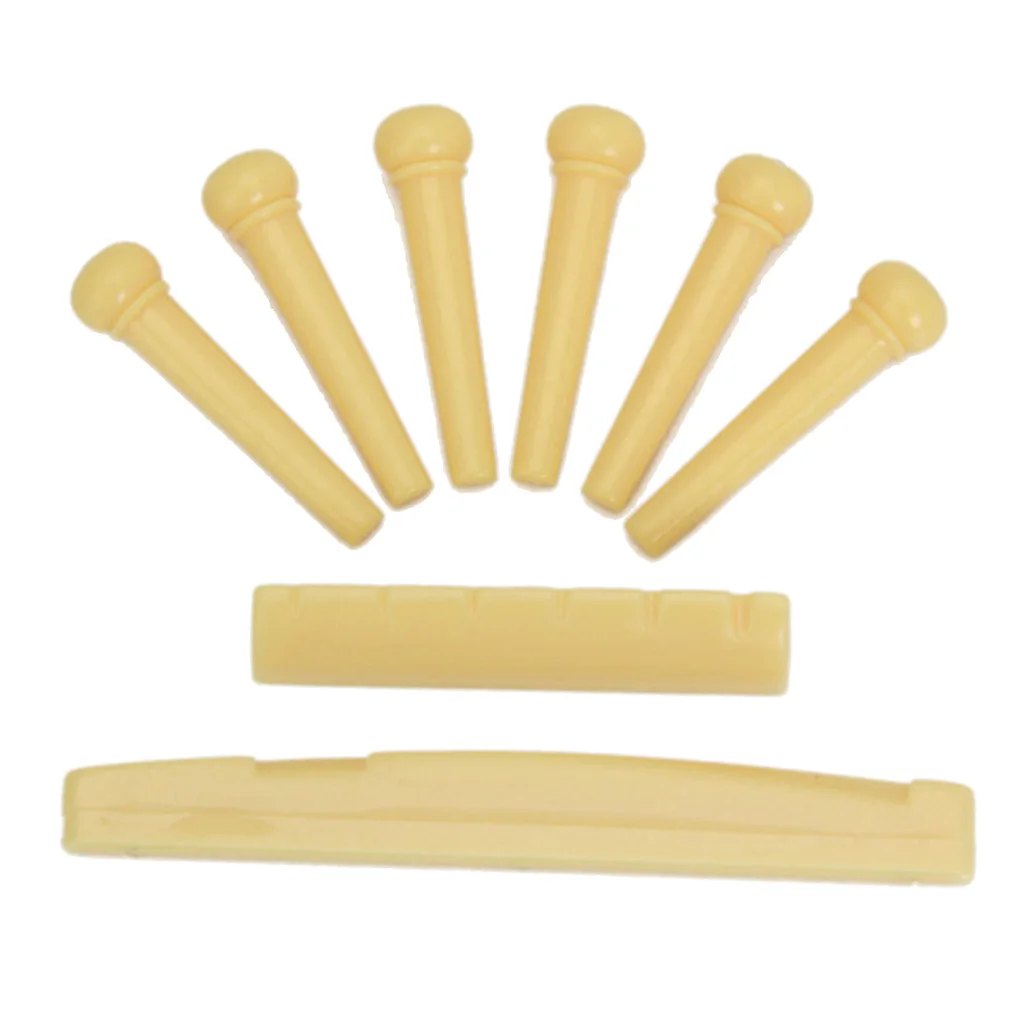 Set of Acoustic Guitar Bridge Pins Saddle Nut Great Quality Yellow