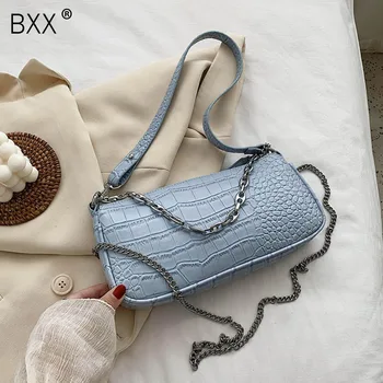 

[BXX] Crocodile Pattern PU Leather Crossbody Bags For Women 2020 Summer Fashion Chain Shoulder Handbags Female Travel Bag HN310