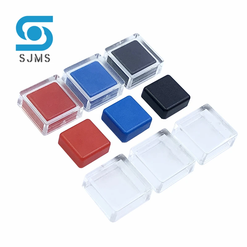 컬러 사각형 촉각 스위치 버튼 캡, 투명 커버 버튼 캡, 6*6*7.3mm 사각형 헤..