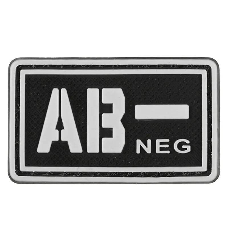 Пластырь типа крови A+ B+ AB+ O+ Положительный A B AB O+ POS A-B-AB-O-NEG-отрицательный ПВХ значок боевой дух тактический военный крюк патч - Цвет: 8