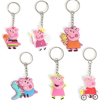 

Peppa Pig George Jewelry Keychain animal bag Pendant Key ring Cartoon Holder Character model Toys Childen birthday Gifts