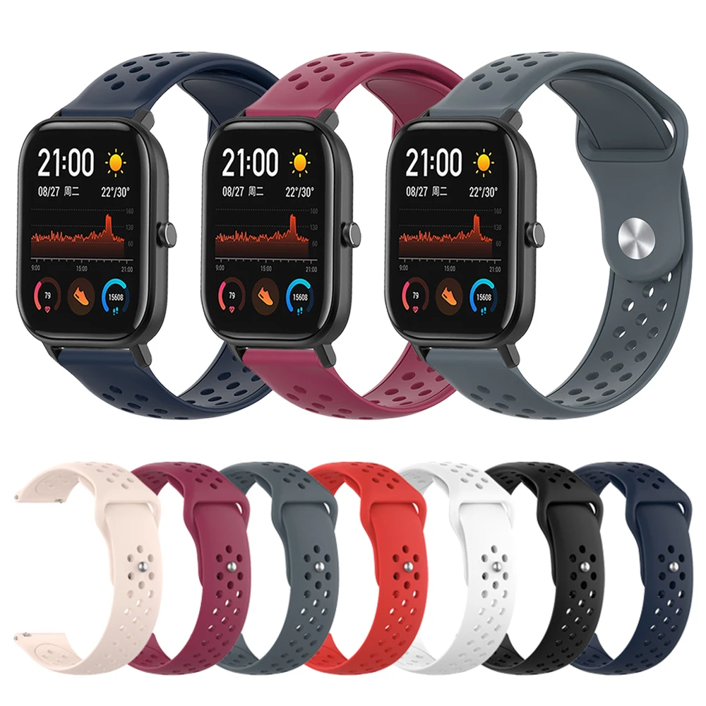 Силиконовый ремешок для Amazfit GTS/Bip наручный ремешок для Huami Amazfit GTR 47 мм 42 мм/Amazfit 3 часы сменный Браслет ремешок для часов