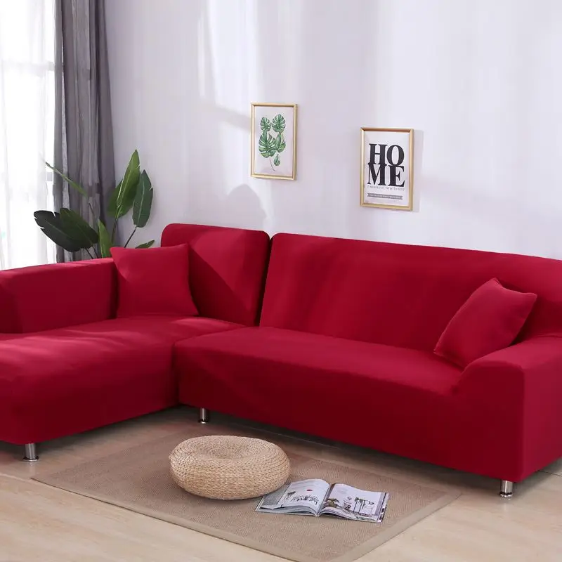 1/2/3/4 местный Твердые чехлы для диванов спандекс современный Эластичный полиэстер диван Чехол Home& гостиной диван защитный чехол набор - Цвет: Red