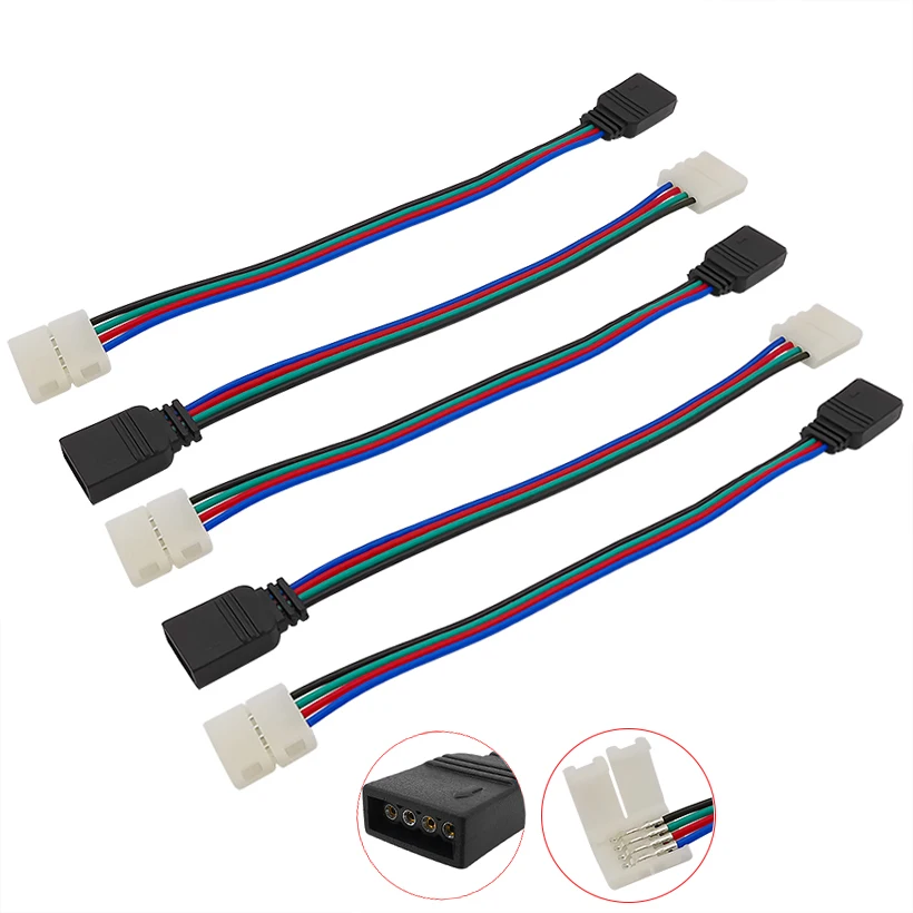 5 шт./лот Ширина 10 мм 4-контактный разъем мама RGB для светодиодов ленточный кабель