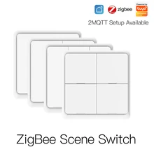 Tuya ZigBee Wireless 12 Scene Switch 1 2 3 4 Gang Push Button Controller Battery Powered Automation Scenario for Tuya Devices