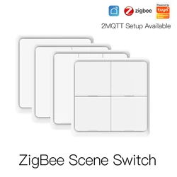 Tuya ZigBee Wireless 12 Scene Switch 1 2 3 4 Gang Push Button Controller Battery Powered Automation Scenario for Tuya Devices