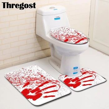 

Thregost Halloween Bloody Bath Mat Set 3pcs Water Absorbing Microfiber Quick Dry Mats Washing Machine Pads Toilet Rugs