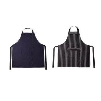 

Kitchen Sleeveless Apron Cotton Linen Hanging Neck Waterproof Oil-Resistant Washable Quick-Drying Chef Restaurant Dessert Shop W