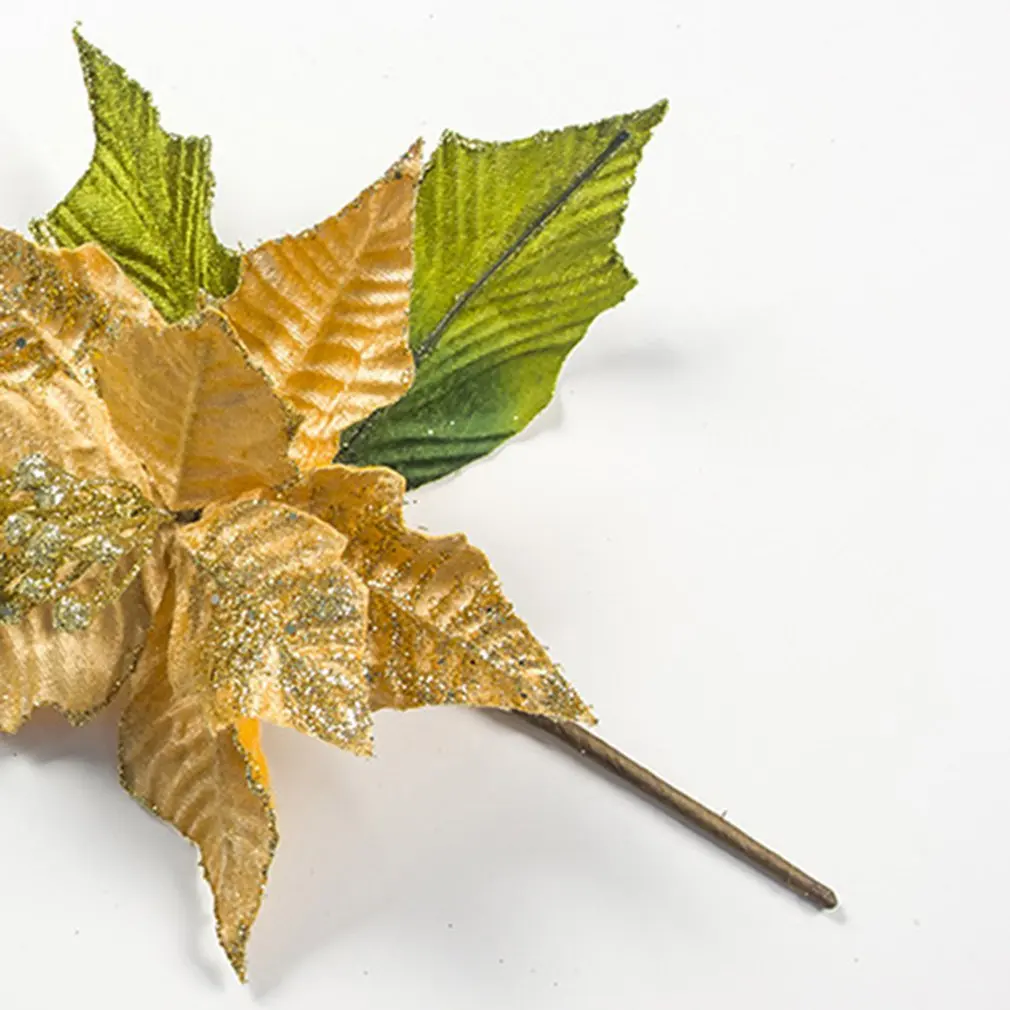 Christmas Ornament Embroidered Pine Pine Cone Gold Powder Leaves Cuttings Christmas Tree Decorative Flower