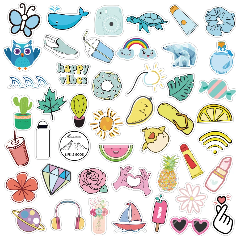 50PCS Lovely Like A Breath of Fresh Air for Home Decor on Phone Book Macbook Laptop Sticker Decal Fridge Skateboard Doodle Toy