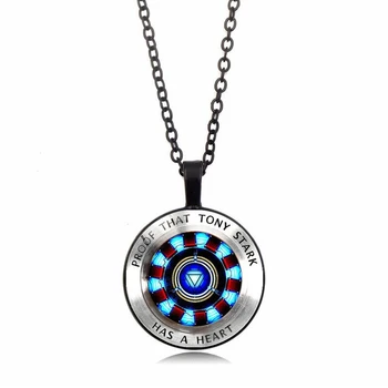 

Iron Man Necklace Pendant Super Hero Heart Time Gem Necklace Gather Energy Reactor Retro Pendant Necklace Men And Women Couples