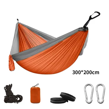 

Nylon Double Person Hammock Adult Camping Outdoor Backpacking Travel Survival Garden Swing Hunting Sleeping Bed Portable Hammock