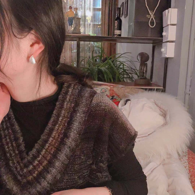 925 пробы серебряные серьги-кольца с увеличенной изогнутой поверхностью, Золотые серьги с боковой линией, большие минималистичные Изящные серьги, подарок для нее