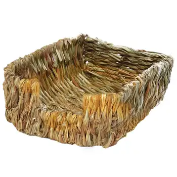 

Portable Grass Bed - Hand-Made With Natural Grass Provides Paws Protection & Relaxation Safe & Comfortable For Rabbits, Chinchil