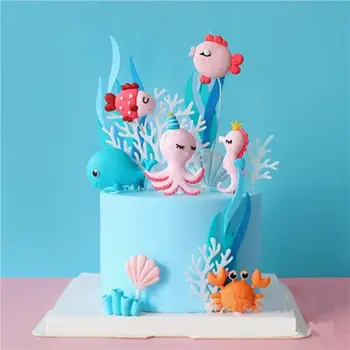 

Cute Ocean Animals Cake Topper Octopus Seahorse Cake Decor Mermaid Party Decor 1st Birthday Decorations Baby Shower Girl Favors