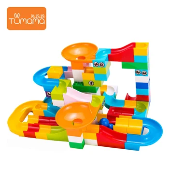 

Tumama 52pcs Marble Race Compatible Duploed changeable Building Blocks Funnel Slide Big Building Brick Run Toys For Children