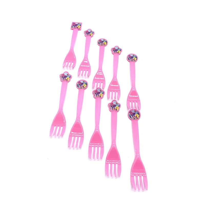 Forks-10pcs 1,1*1,8 м горячая распродажа 1 шт. мой маленький пони мультфильм детский день рождения, день рождение мальчика вечерние одноразовая скатерть поставки счастливые вечерние скатерти - Цвет: Forks-10pcs