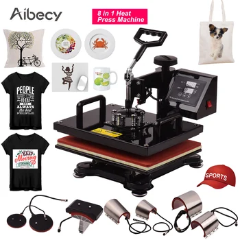 

8 in 1 Combo Digital Heat Press Thermal Transfer Machine with Mug Plate Hat Cap Press for T-Shirt Hat/Cap Mug/Cup Plate