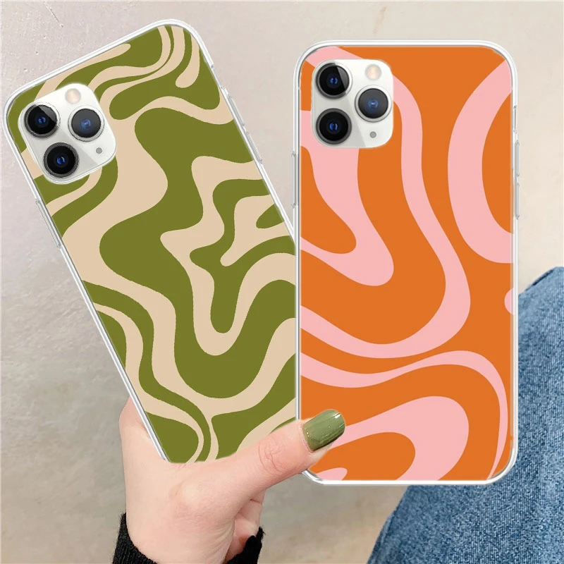 Liquid Swirl Abstract Pattern In Beige And Sage Green Phone Case Cover For Iphone 12 Pro Max 11 Pro Max X Xr Xs Max Se 7 8 Plus Phone Case Covers Aliexpress