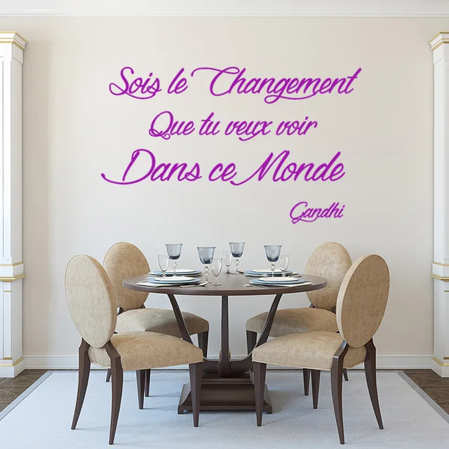 Sticker Citation Sois Le Changement Vinyl Wall Art Decal Wallpaper Living Room Home Decor Gandhi Quote Poster House Decoration Wall Stickers Aliexpress
