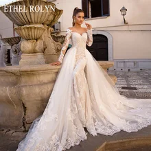 ETHEL ROLYN, Сексуальное Милое Свадебное платье со съемным шлейфом, романтичное свадебное платье русалки, винтажное свадебное платье с длинным рукавом, vestido de novia