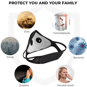 

3 Sports With Activated Carbon cover 6 Breathing Valves And 12 Soft Foam Mats Filter Windproof Anti Pollution Facial cover