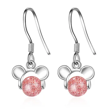 

Real S925 Sterling Silver Jewelry Dangle Earrings for Women Girls High Quality Minnie Cute Mouse Head Earrings Kids Gift pendien