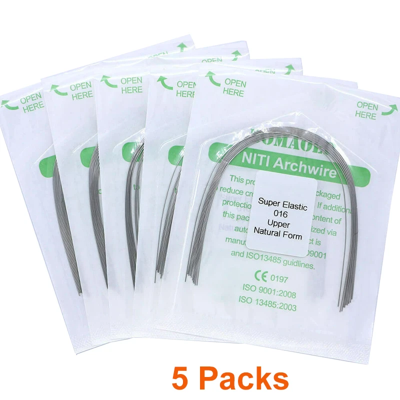 Orthodontic Nitinol Arches 5 Packs Super Elastics Dental Wire Natural
