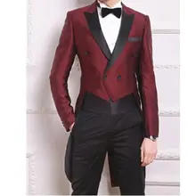 Пиджак в стиле ласточкин хвост Модные мужские костюмы на заказ Homme Terno приталенный деловой блейзер Мужской брендовый костюм(пиджак+ брюки+ галстук-бабочка+ пояс